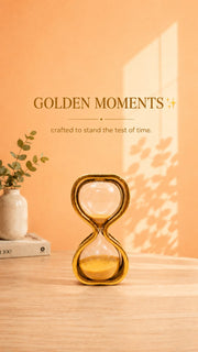 Luxury Gold Glass Hourglass with Gold Sand | Premium Decorative Table Accent